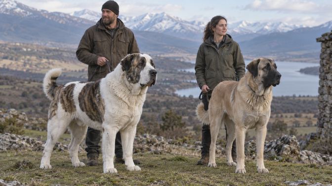 Central Asian and Anatolian Shepherds with handlers