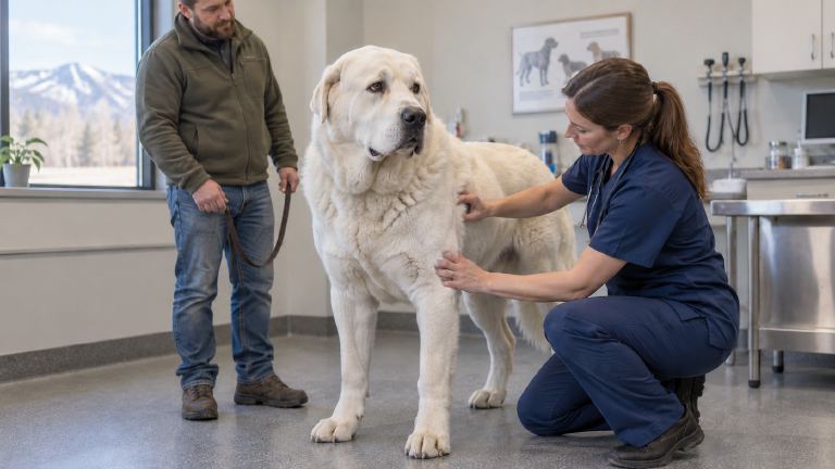 Gentle examination of an adult dog