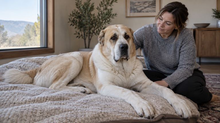 Adult dog resting in a foster home